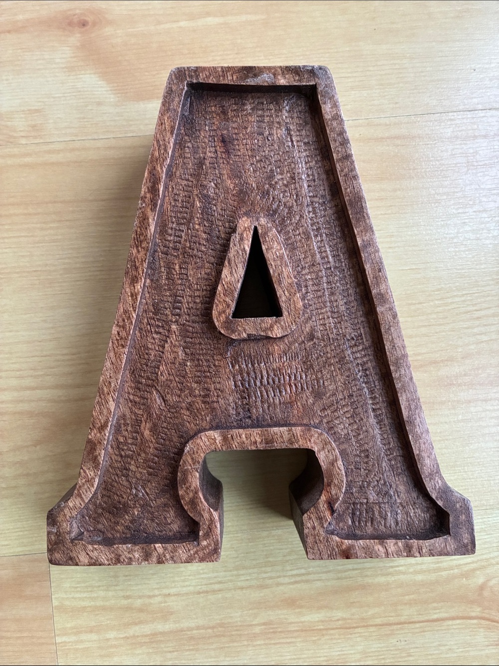 8” Wooden Decorative Letter A - Rustic Brown